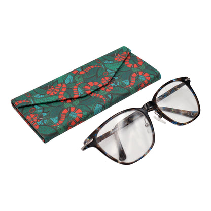 Snake Print Glasses Case - Vegan Leather Magic Folding Hardcase