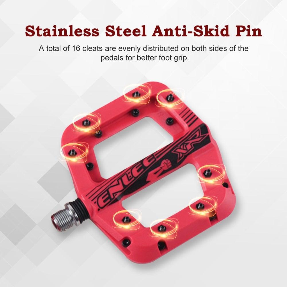 Anti-Vibration Mountain Bike Pedal Anti-Skid Lightweight Nylon Fiber Bicycle Pedal Board High-Strength Anti-Skid Bicycle Pedal New Nylon Fabric Anti Slip Durable Mountain Bike Flat Pedals