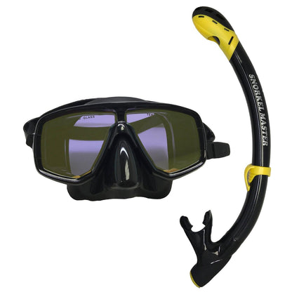 Scuba Choice Mask With Yellow Mirror Coated Lense + Black/Yellow Snorkel Combo