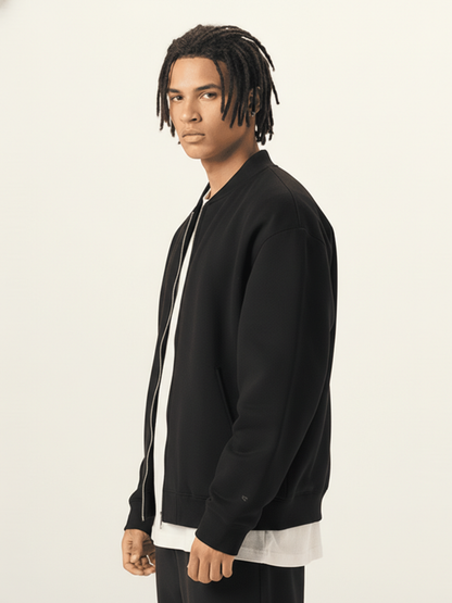 Apollo Black Fleece Zip-Up Baseball Jacket