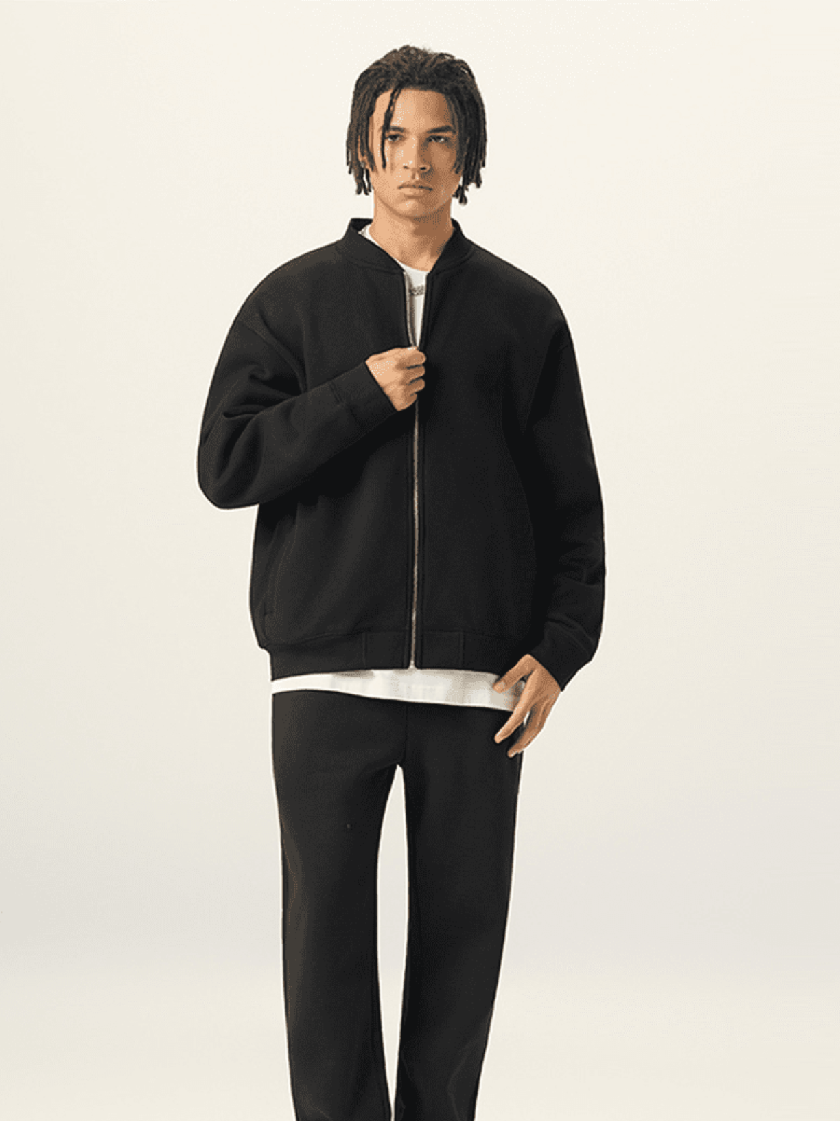 Apollo Black Fleece Zip-Up Baseball Jacket