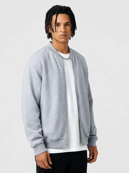 Apollo Grey Fleece Zip-Up Baseball Jacket