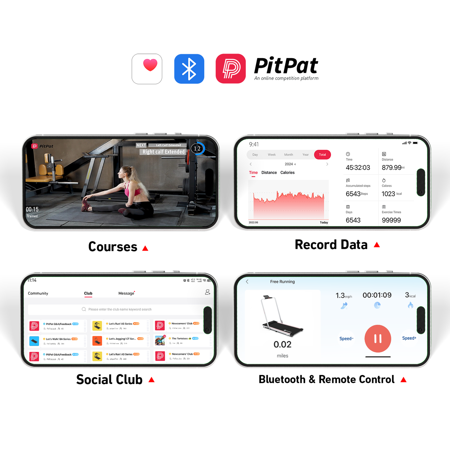 DeerRun A5 Pro Smart 2 in 1 Folding Treadmill Pink with Handrail, 300Lbs