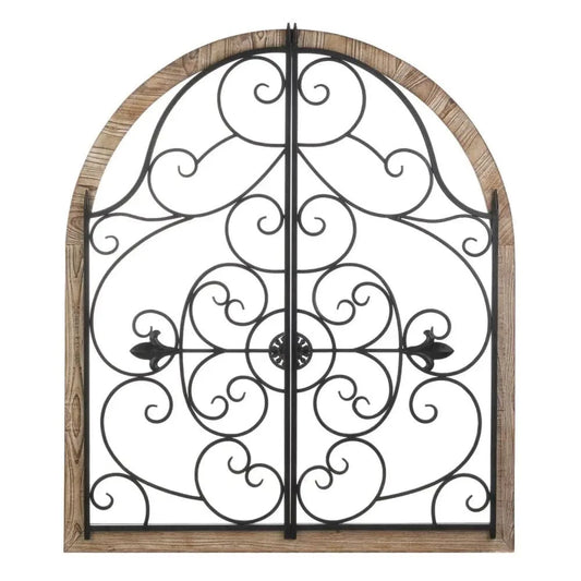 Arched Wood and Iron Wall Decor