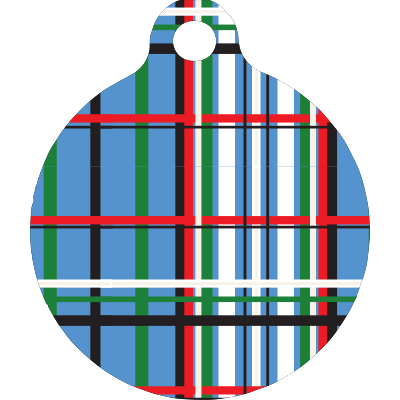 Tartan Plaid Blue HD Dog ID Tag