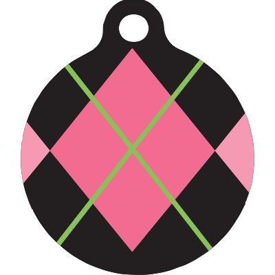 Pink Argyle HD Dog ID Tag