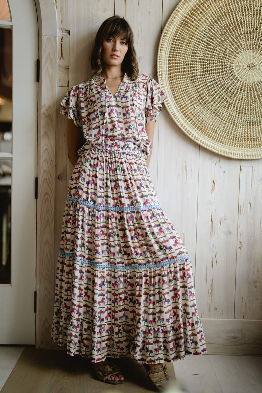 Aria Maxi Skirt - Derby Print