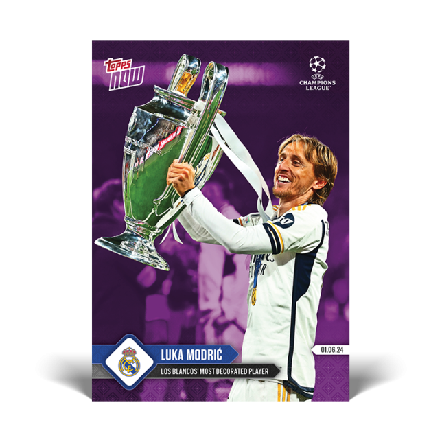 2024 Topps Now Luka Modric #136 Purple #/99 Soccer Card
