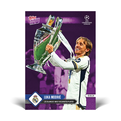 2024 Topps Now Luka Modric #136 Purple #/99 Soccer Card