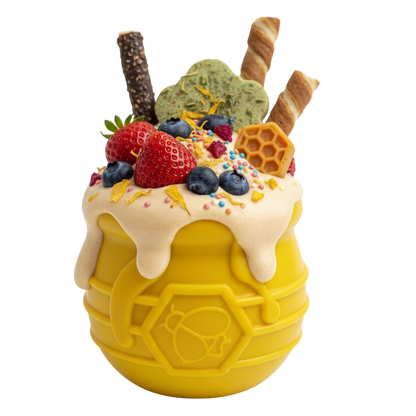 Honey Pot Dog eCup Treat Dispenser | Durable PUP-X Rubber Enrichment Toy | USA Made