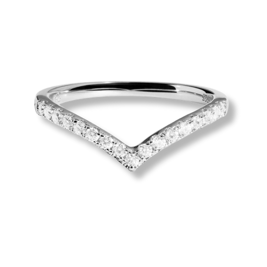 Aurora Moissanite Curved Band in 925 Sterling Silver