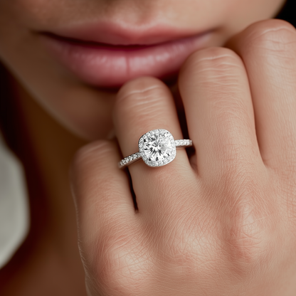 Aurora Moissanite Halo Ring in 925 Sterling Silver