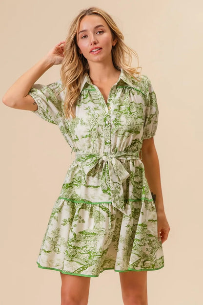 BiBi Woven Printed Tiered Dress