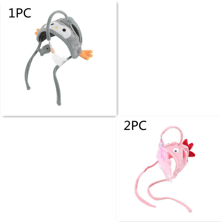 Cat Head Wearing Feather Stick