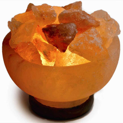 Fire Bowl w/ Chunks Salt Lamp - 7" avg. - Cord, Bulb, Dimmer