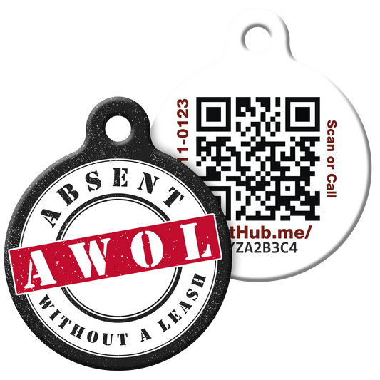 PetHub QR Pet ID Tag – Absent Without a Leash (AWOL)