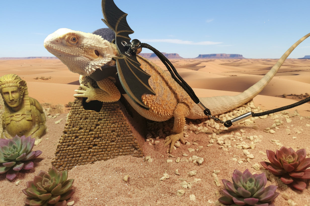 Adjustable Reptile Leash & Harness Kit with Dragon Wings