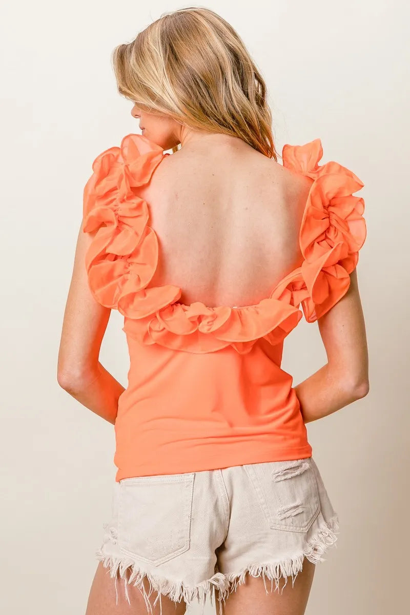 BiBi Merrow Frilled Strap With Neckline Tank Top