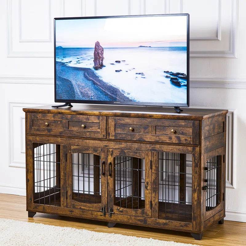 Dog Crate Furniture with Openable Partition