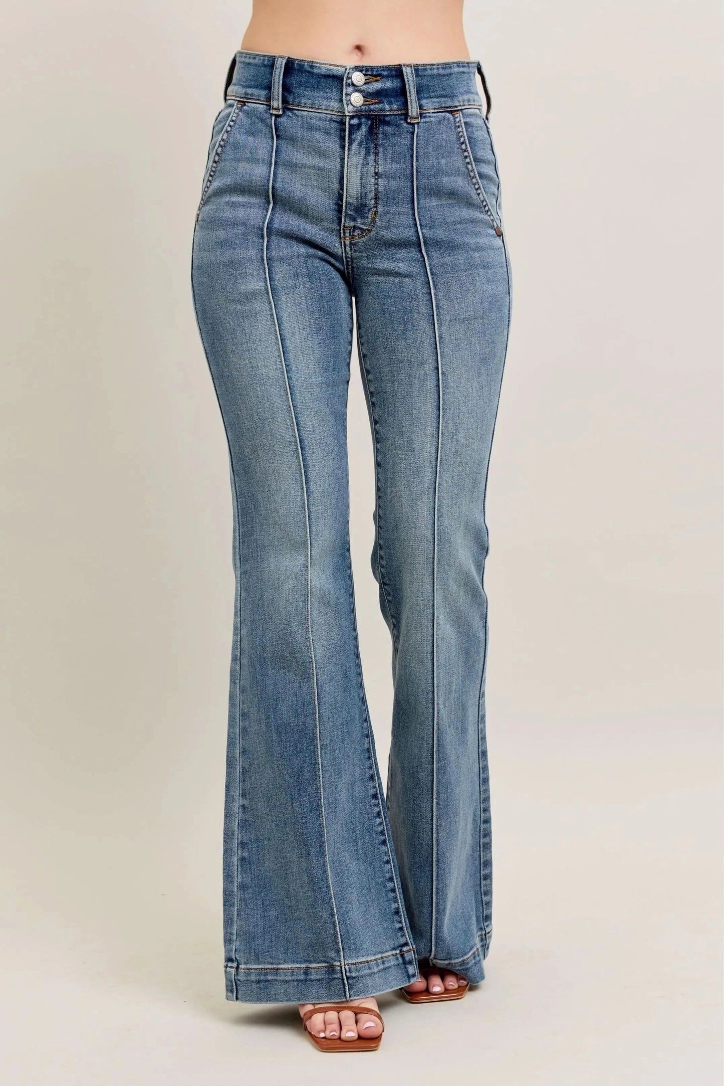 Judy Blue Full Size High-Waist Flare Denim Jeans with Front Seam Detail