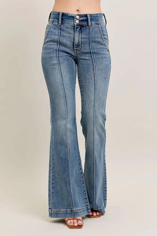 Judy Blue Full Size High-Waist Flare Denim Jeans with Front Seam Detail
