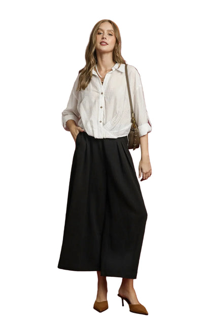 Elastic Waist Wide Leg Pants