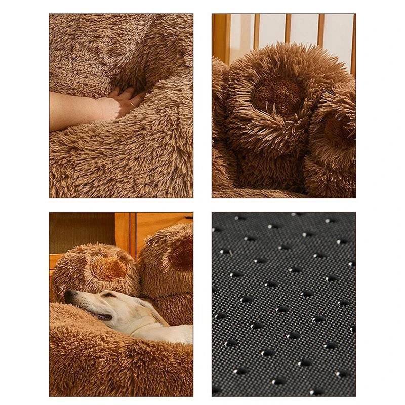 Big Paw Plush Pet Sofa Bed – Washable Dog & Cat Bed with Calming Raised Edges (Small to XL)