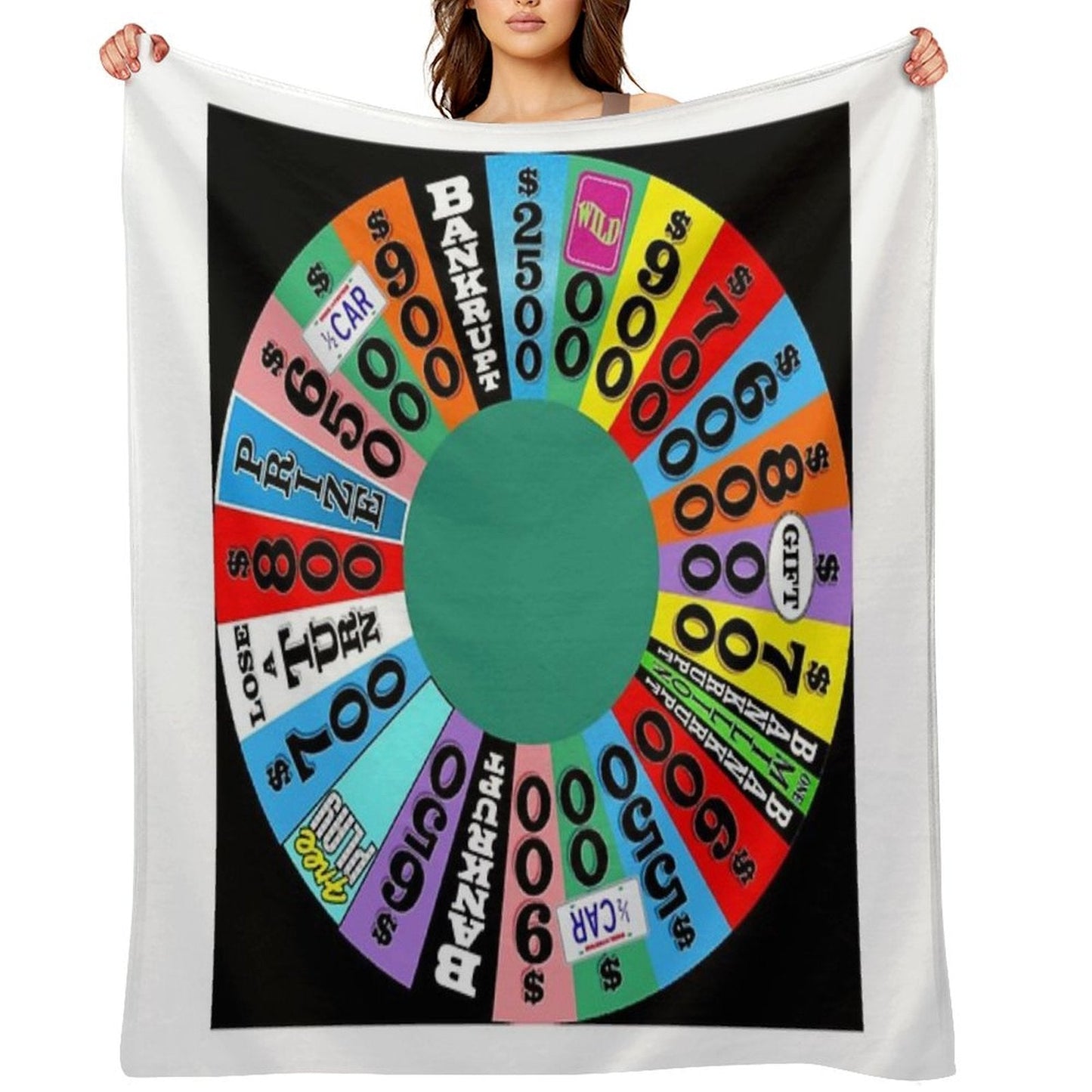 Wheel with Prizes, $ Amounts Throw Blanket
