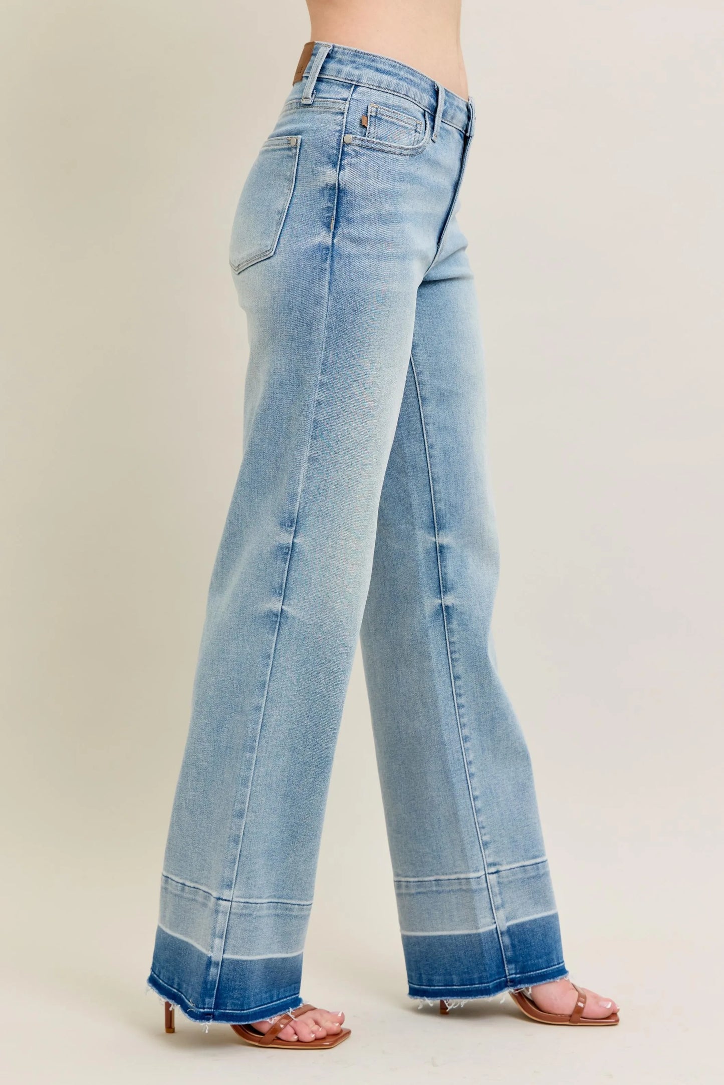 Judy Blue Full Size Mr Release Hem Wide Leg Jeans Plus Size