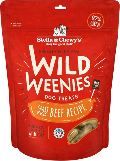 Freeze-Dried Raw Wild Weenies Dog Treats - High-Protein Training Treats for Dogs & Puppies - All-Natural Grass-Fed Beef Recipe with 97% Meat & Organs - USA Made - 11.5 Oz Bag