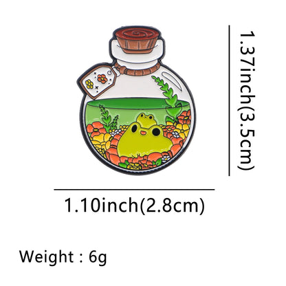 Cute Frog Terrarium Enamel Pins