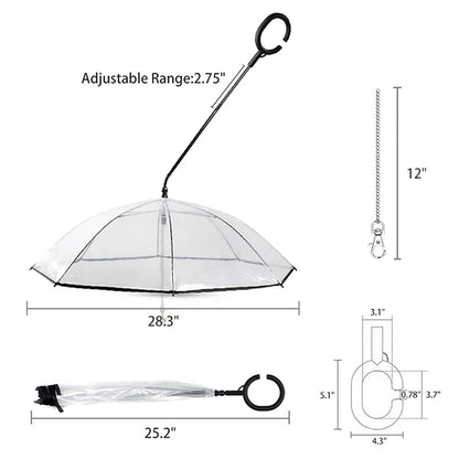 Flexible Handle Umbrella for Dog with Rope for Small Pets