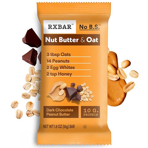 Rxbar Nut Butter And Oat Protein Bars, Protein Snacks, Snack Bars, Dark Chocolate Peanut Butter, 9.7Oz Box (5 Bars)
