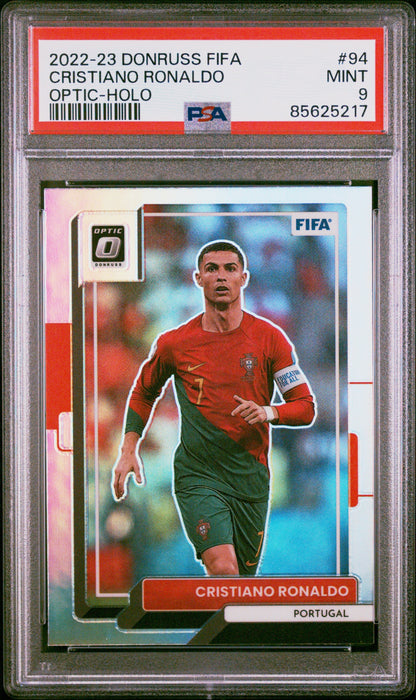 Graded 2022 Donruss FIFA Cristiano Ronaldo #94 Optic-Holo Soccer Card PSA 9 Mint