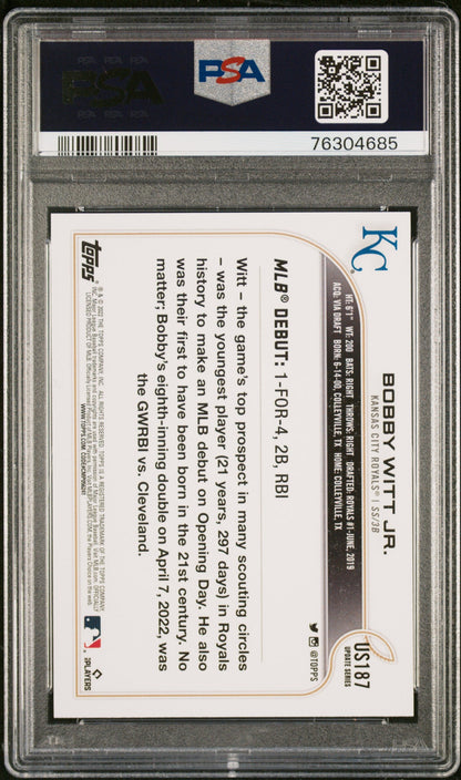 Graded 2022 Topps Update Bobby Witt Jr. #US187 Rookie RC Baseball Card PSA 10 Gem Mint