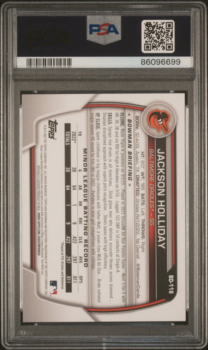 Graded 2023 Topps Bowman Draft Jackson Holliday #BD118 Rookie RC Baseball Card PSA 10 Gem Mint