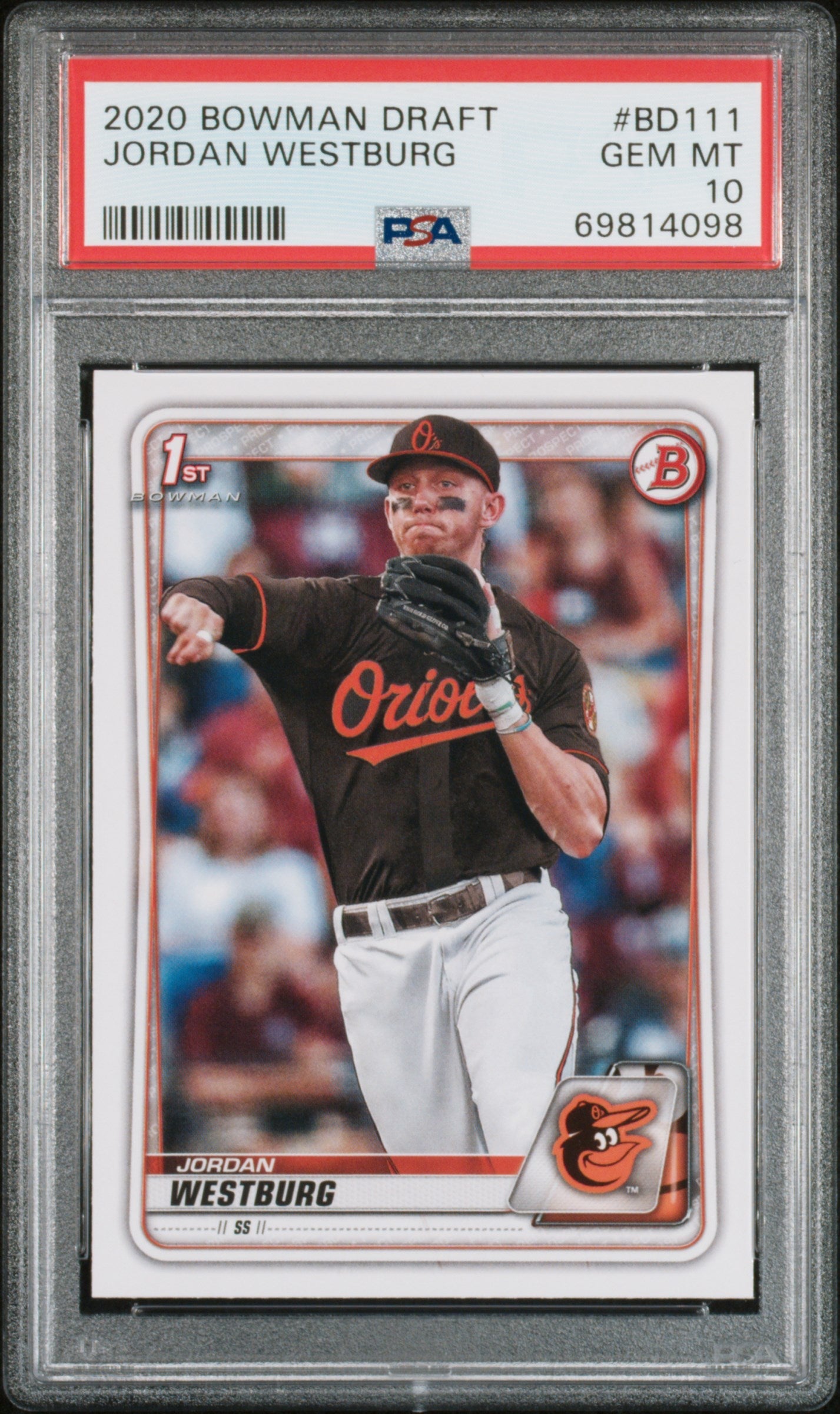 Graded 2020 Topps Bowman Draft Jordan Westburg #BD111 Rookie RC Baseball Card PSA 10 Gem Mint