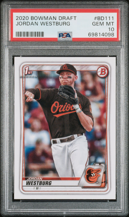Graded 2020 Topps Bowman Draft Jordan Westburg #BD111 Rookie RC Baseball Card PSA 10 Gem Mint