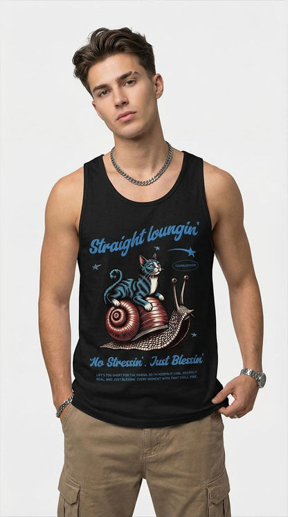 Straight Loungin' Cat Tank Top