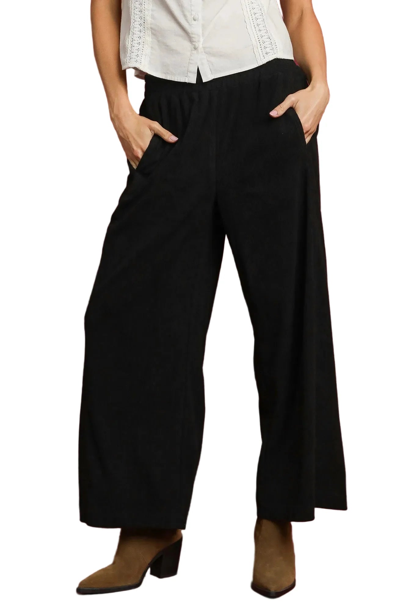 Wide-Leg Corduroy Pants