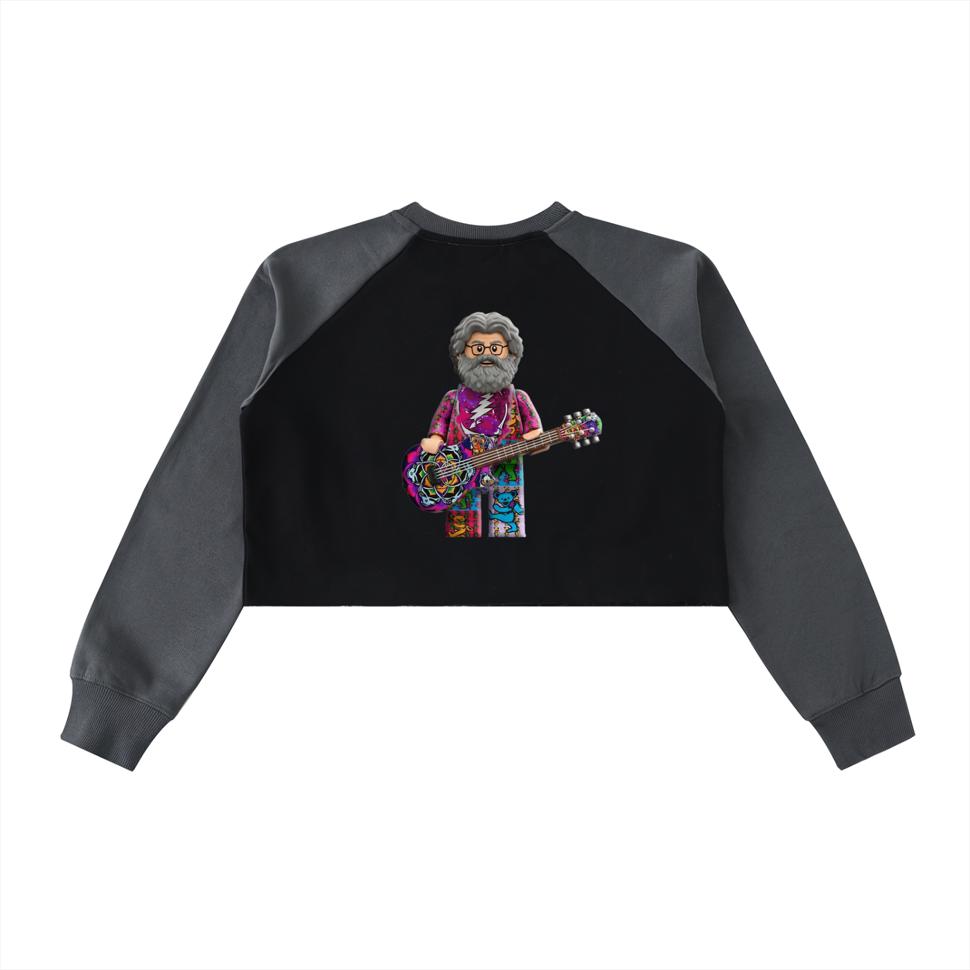Jerry G LeGoo Raw-Hem Color-Block Raglan Crop Sweatshirt