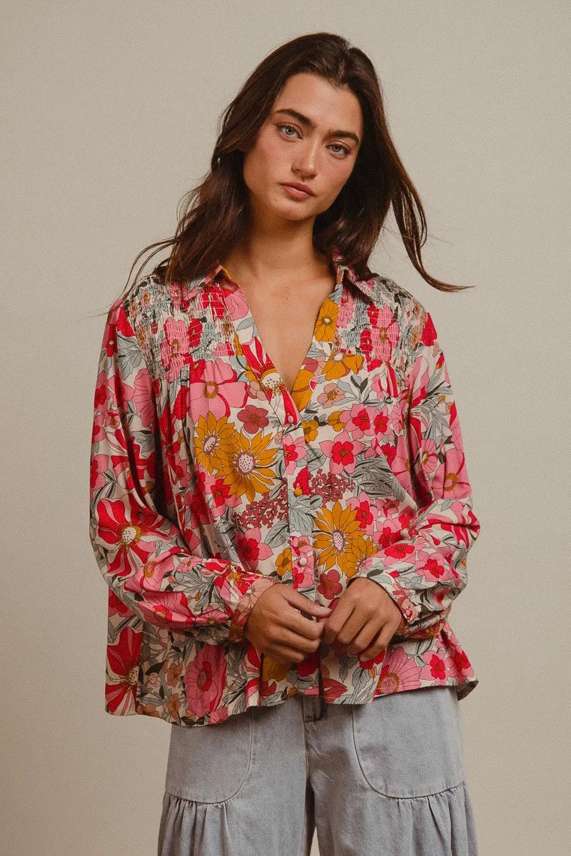 BiBi Woven Floral Printed Shirt Top