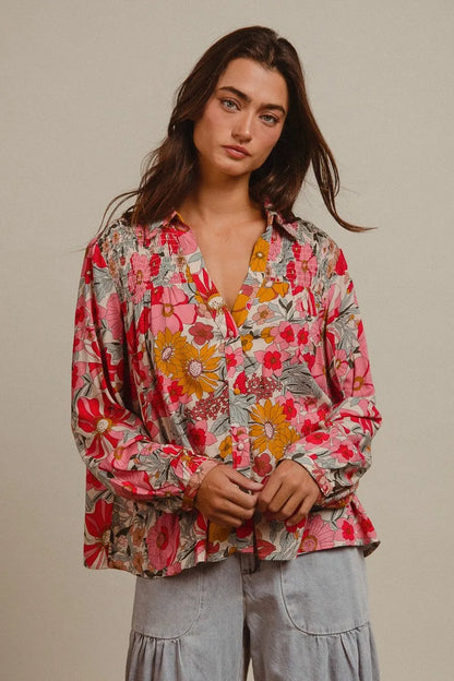 BiBi Woven Floral Printed Shirt Top