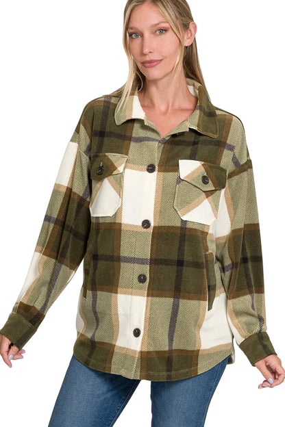 Oversized Plaid Fleece Shacket