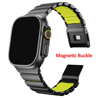 Premium Stainless Steel and Titanium Apple Watch Band | Soft Silicone Lining