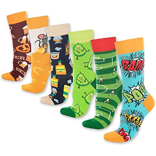 Fun Crew Socks for Men and Women – Colorful Cotton Novelty 6-Pack