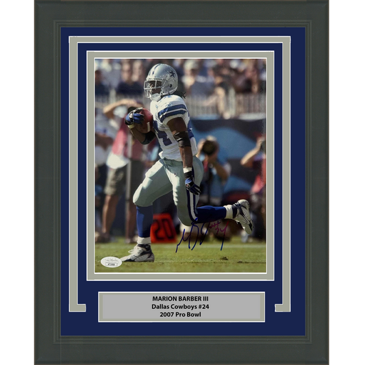 Framed Autographed/Signed Marion Barber Dallas Cowboys 8x10 Football Photo JSA COA