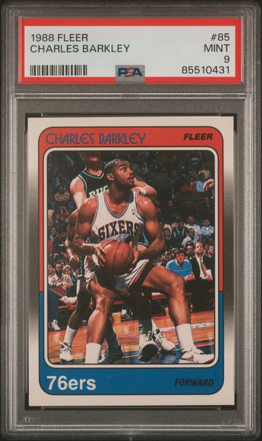 Graded 1988 Fleer Charles Barkley #85 Basketball Card PSA 9 Mint