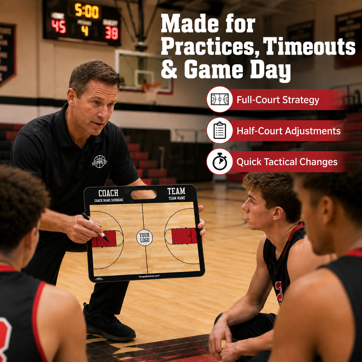 Custom High School Basketball Coaching Board 15.7 x 12.6 in (Magnetic)