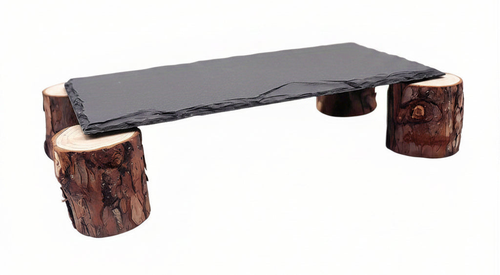 Natural Slate & Wood Block Basking Platform